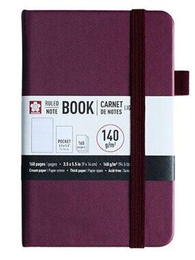Sakura Pocket Notebook Ruled 160 Pages Mulberry 3.5"X5.5" Journal School Office